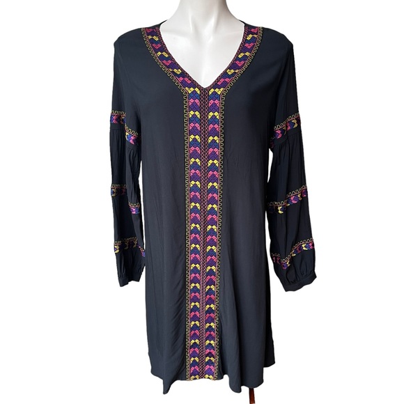 Wrangler Retro Embroidered Western Rodeo Cowgirl Long Sleeve Dress, Sz L - Picture 3 of 14
